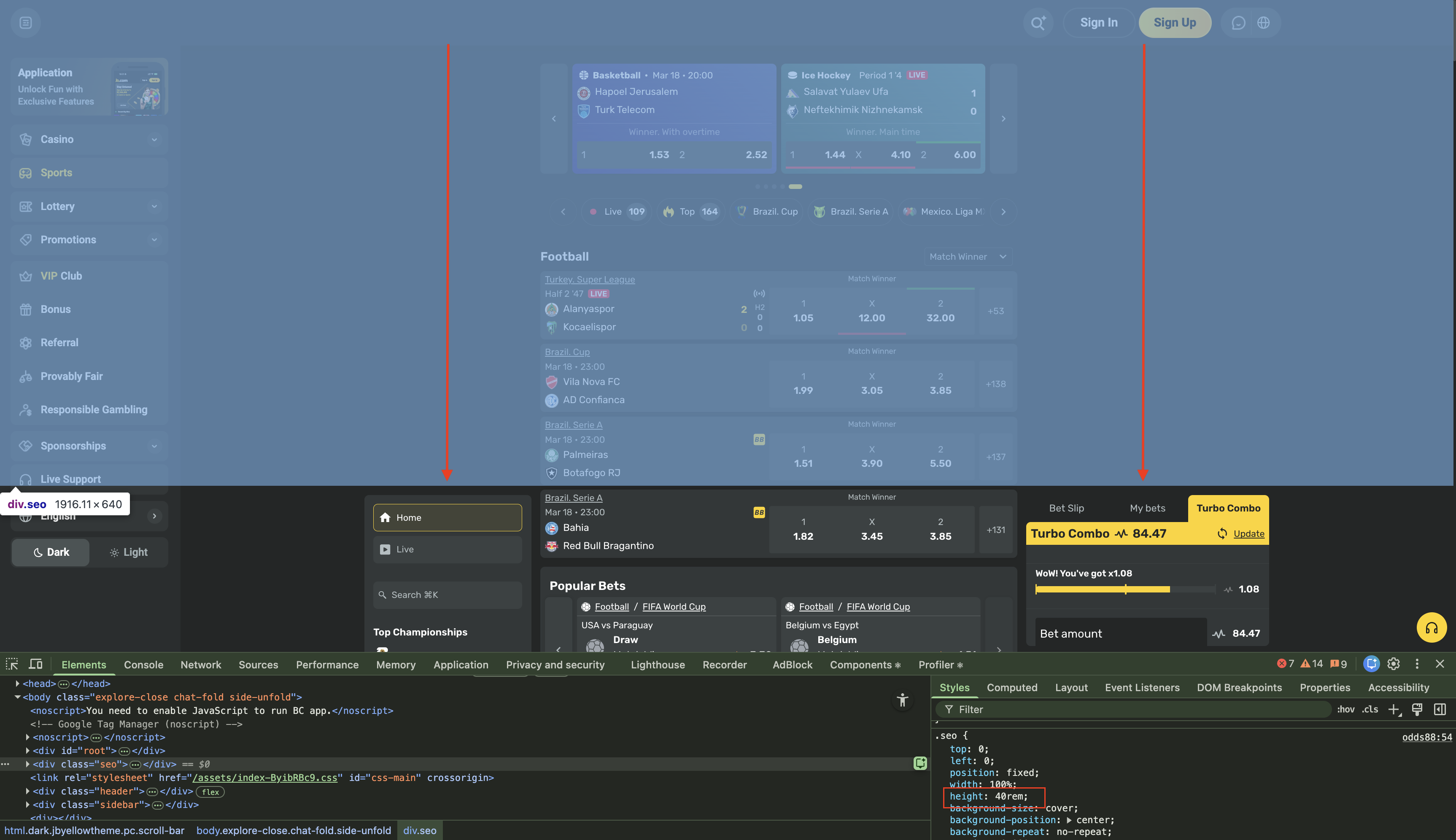 Layout before adding the ignore data attribute