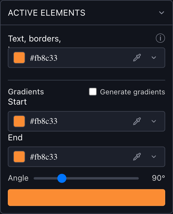 Theme Editor — Active elements and Gradients